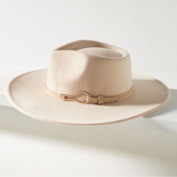 Anthropologie Ivory White Lulla Flat Brim Belted Rancher - Picture 1 of 14